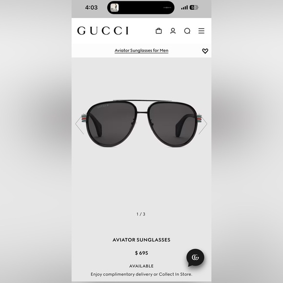 Black Gucci Aviator Sunglasses - Picture 7 of 8